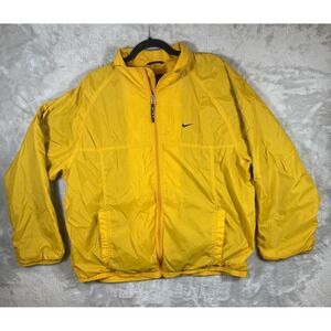 Nike Jacket Mens Large Yellow Full Zip Windbreaker Swoosh Running Lightweight